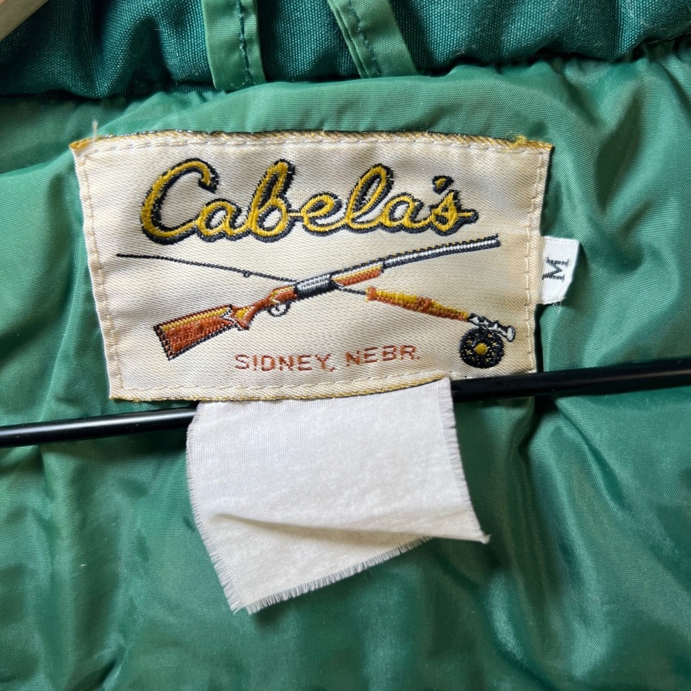 VTG Cabelas Hunting Parka Puffer Mens M Jacket USA Green Heavy Down Quilted Hood - Picture 6 of 12
